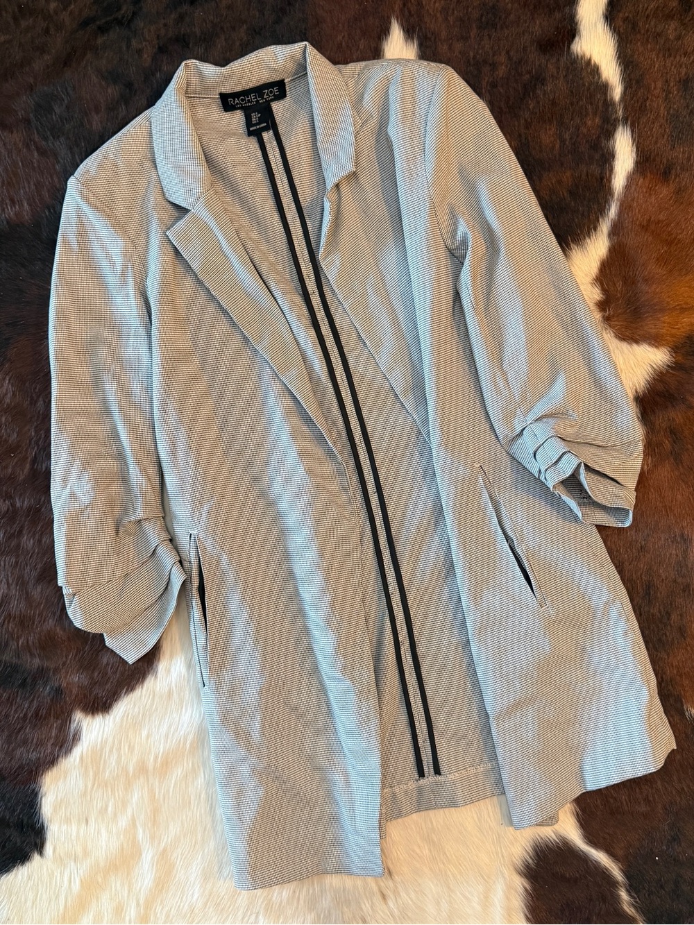 Rachel Zoe Gray Open-Front Blazer with Rolled Sleeves